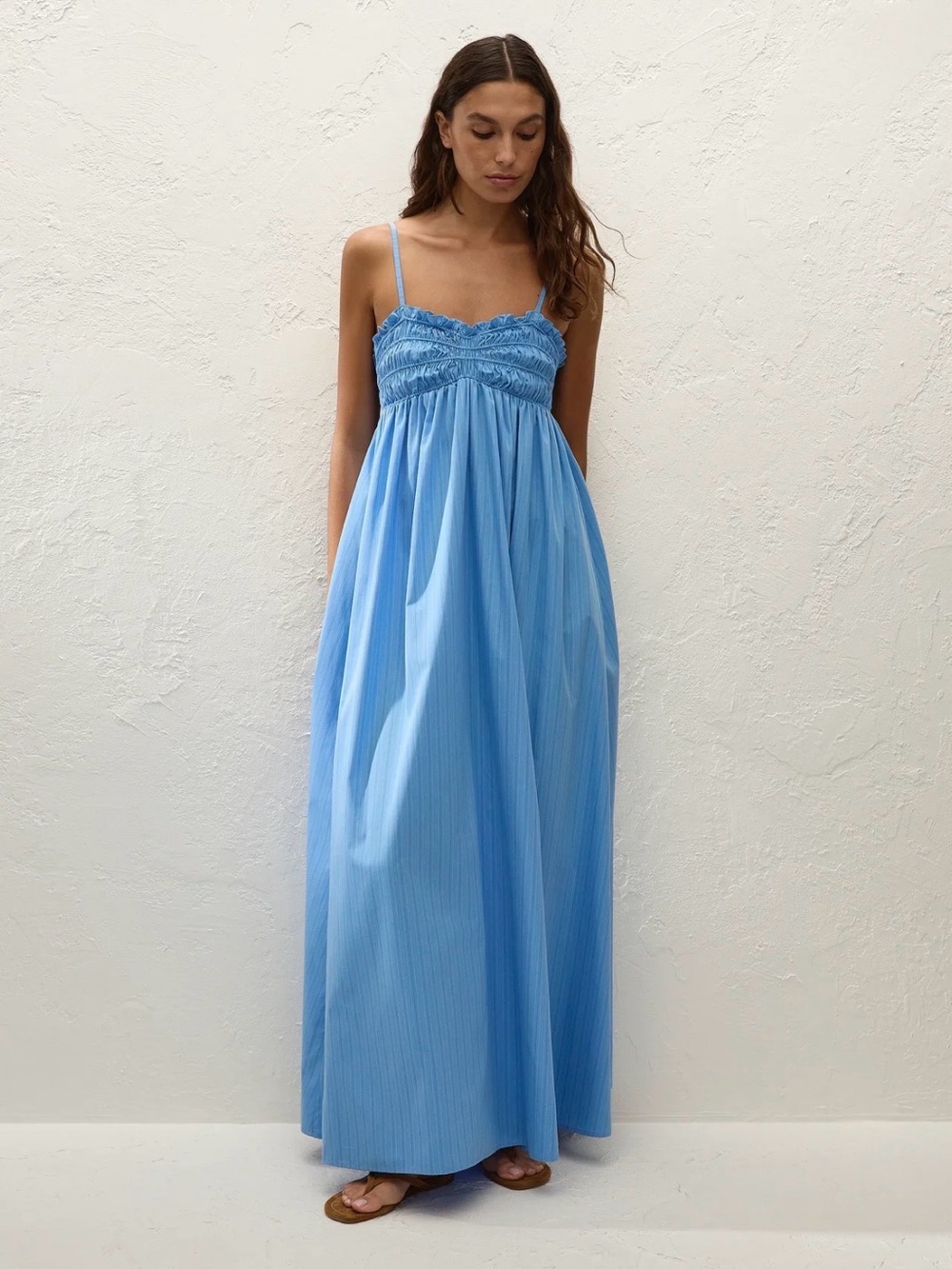 Faithfull Presa Maxi Dress Mico Pinstripe Azul